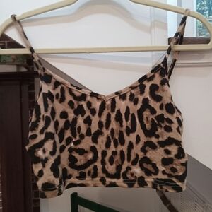 SHEIN Leopard Print Crop Top - Black and Tan